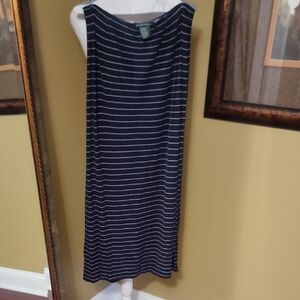 Ralph Lauren Navy and White Striped Midi Skirt